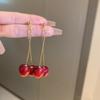 Sweet Red Acrylic Cherry Earrings Korean Personality Spring and Summer Fruit Earrings Niche Earrings