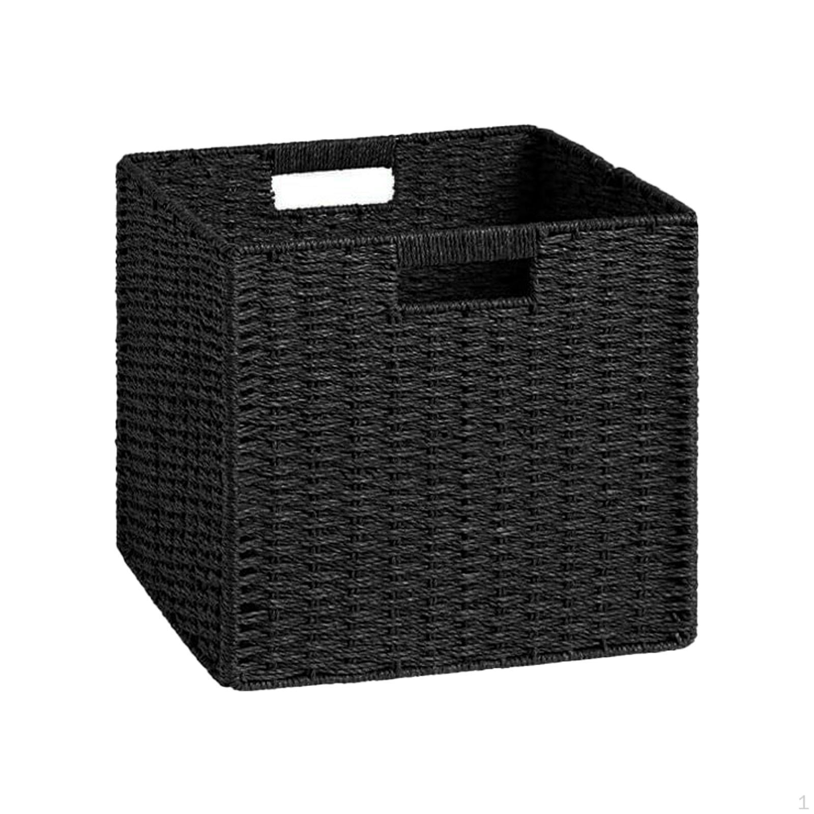 

Складная плетеная корзина для организации и хранения вещей в доме Black 1pcs