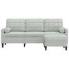 3 Seater Sofa with Footstool Light Grey 180 Cm Velvet
