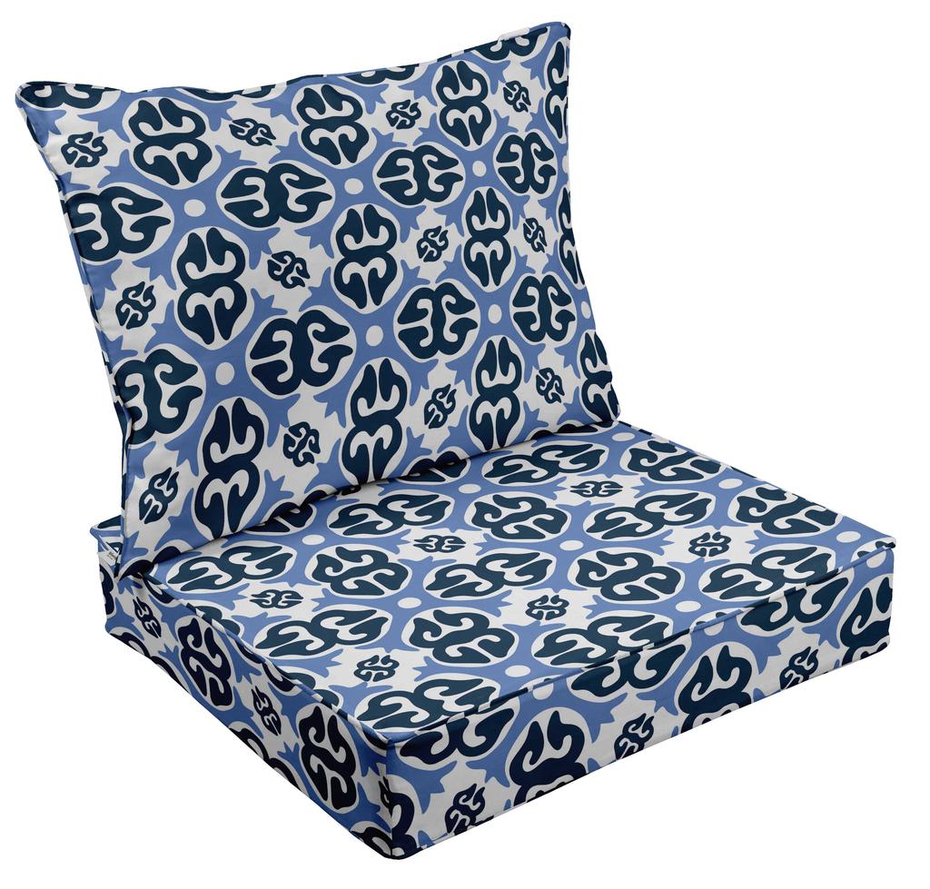 Vargottam Printed Outdoor Deep  Seat  Patio  Cushions Set 2pcs Seat Set All Weather Replacement