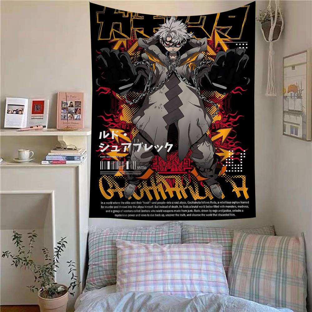 Anime GGachiakuta Anime Tapestry Hanging Tarot Hippie Wall Rugs Dorm Home Decor
