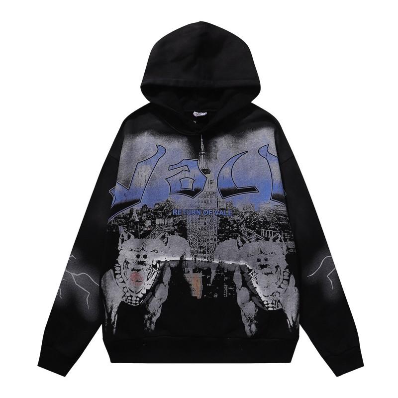 Premium Vintage Washed Cotton Hoodie Men Women Loose Fit Streetwear With Embroidered Letter Print Dual Pockets