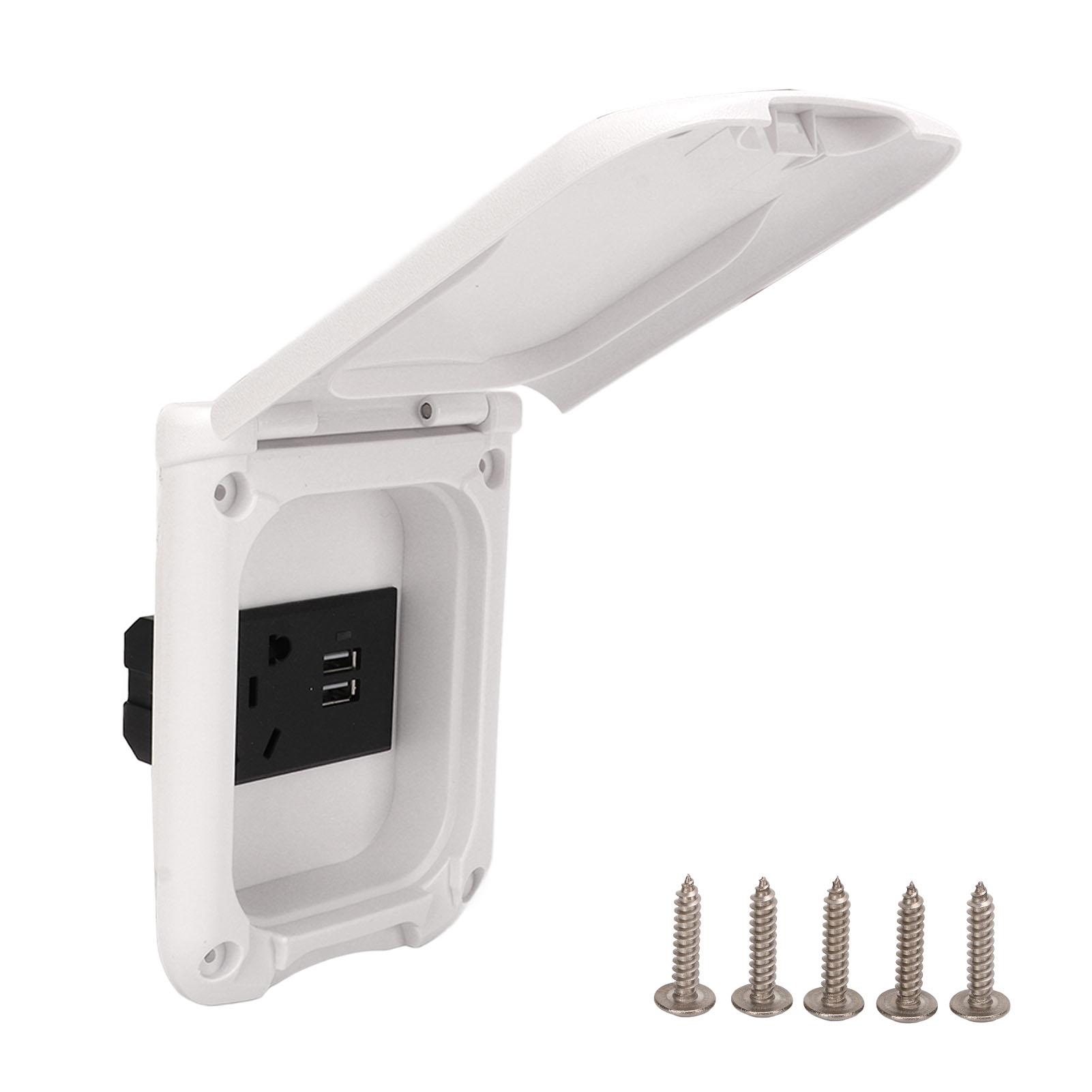 

RV Power Outlet Box Multifunctional ABS Magnetic Cover IP44 Waterproof Outdoor Electrical Receptacle