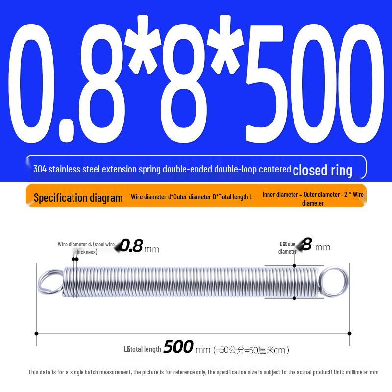 Arc de extensie din oțel inoxidabil 304 de 500 mm cu cârlige deschise și inel cu buclă dublă, personalizabil.