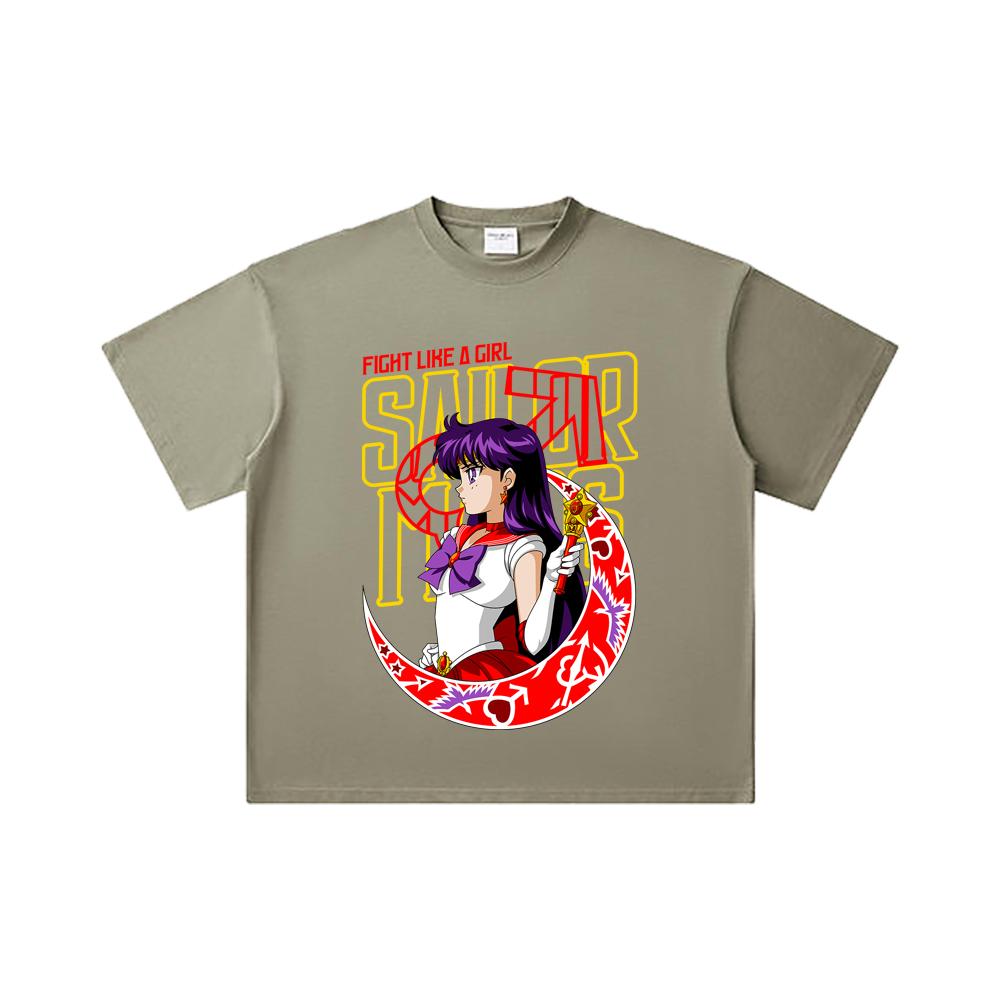 260 GSM Double Yarn 32 Count 100% Cotton Sailor Moon V6 Mars Print Unisex Heavy Cotton T Shirt