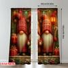 Set Of 2 Flat Printing Christmas Hot Curtains Gnomes Winter Snow Digital Printed Polyester Drapes Party Holiday Decor Curtain Made