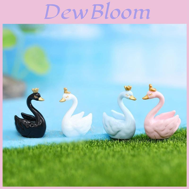 Adorable Resin Miniature Swan Figurines Colorful Cartoon Animal Decor Set