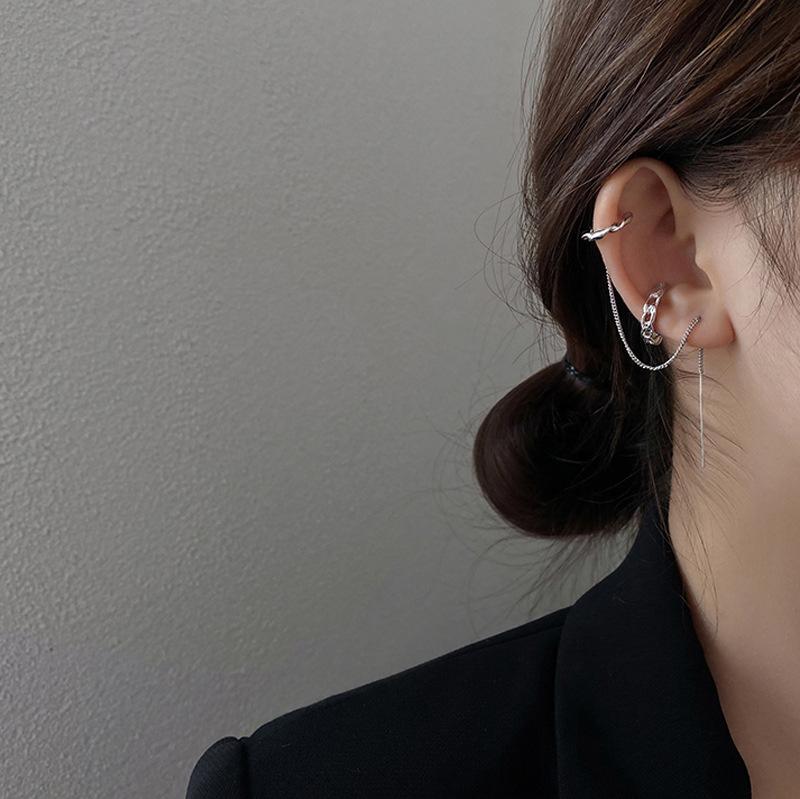 Hollow Ear Bone Clip No Ear Hole Female Personality Niche Design Sense Creative Simplicity Student Stacking Chain Ear Clip