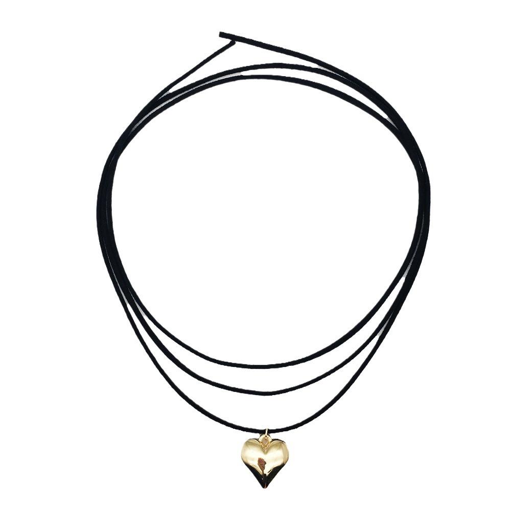 Item Jewelry Adjustable Fleece Rope Choker Women'S Simple Personality Peach Heart Love Pendant Necklace