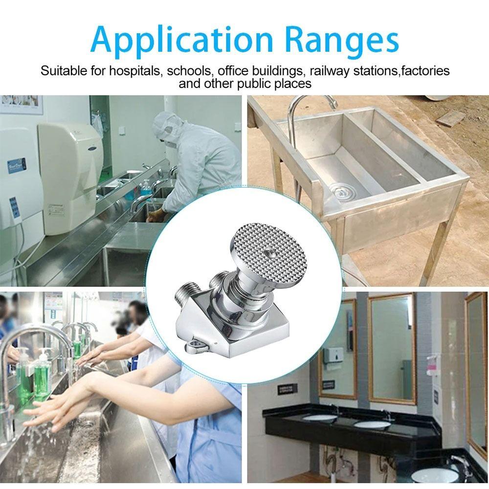 Brass Construction Bathroom Faucet Single Cold Tap Pedal Foot Pedal Valve Bathroom Basin