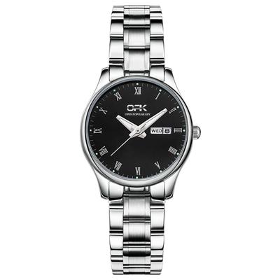Montre Femme Quartz Formelle Décontractée Montre Calendrier Semaine Date Cadran Rond Diamètre 28mm Acier Inoxydable Mouvement Japonais Index Chiffres Romains Quotidienne