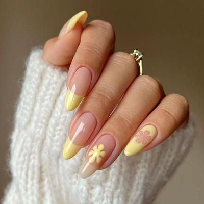 Nepnagels French Manicure Gansgeel Bloem Manicure Patch Valse Nagels