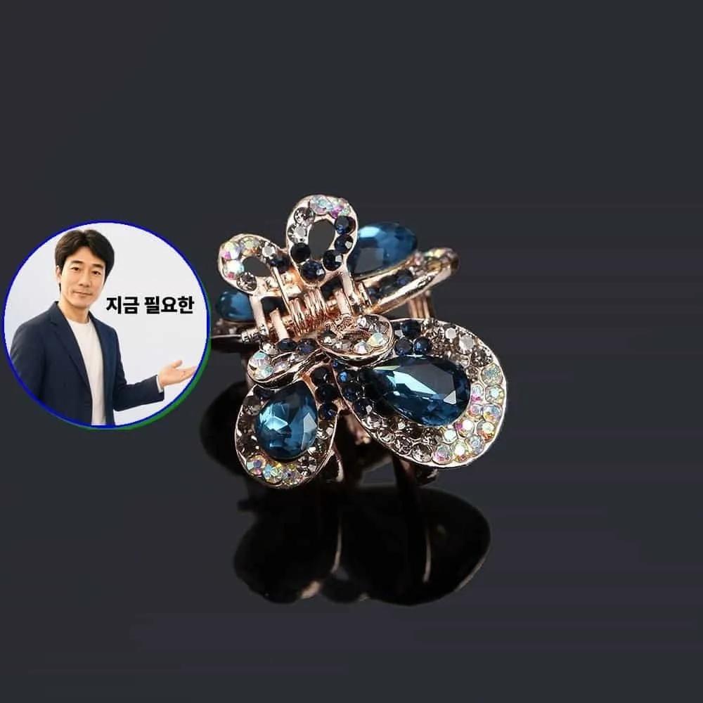 Claw clip cubic zirconia mini hair clip navy accent another
