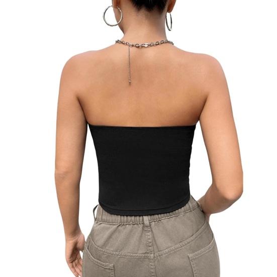 Women Vest Off Shoulder Strapless Bandeau Tube Top Pure Color Elastic Fabric Slim Waist Shaping Tops Daily Wear