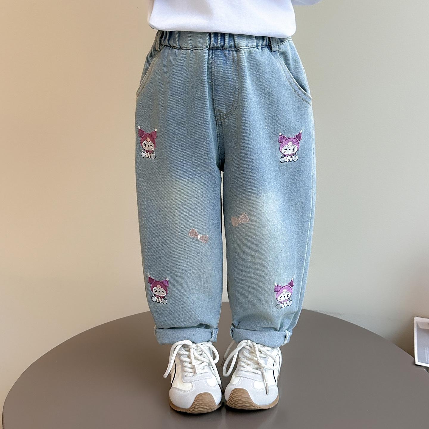 

Kuromi Girls Loose Fit Jeans, Spring/Autumn 2025 Fashionable Style 100 cm