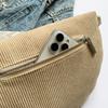 Corduroy Chest Bag Fashion Fanny Pack Wide Guitar Strap Stylish Crossbody Bag Multi-pockets Casual Waist Bag Casual Sports Bag