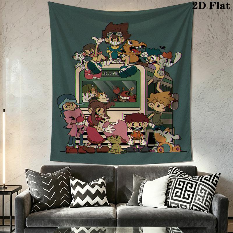 Digimon Adventure-inspired Pattern Home Decor Tapestry, Wall Hanging, Decorative RV Wall Cloth.XGT0914501