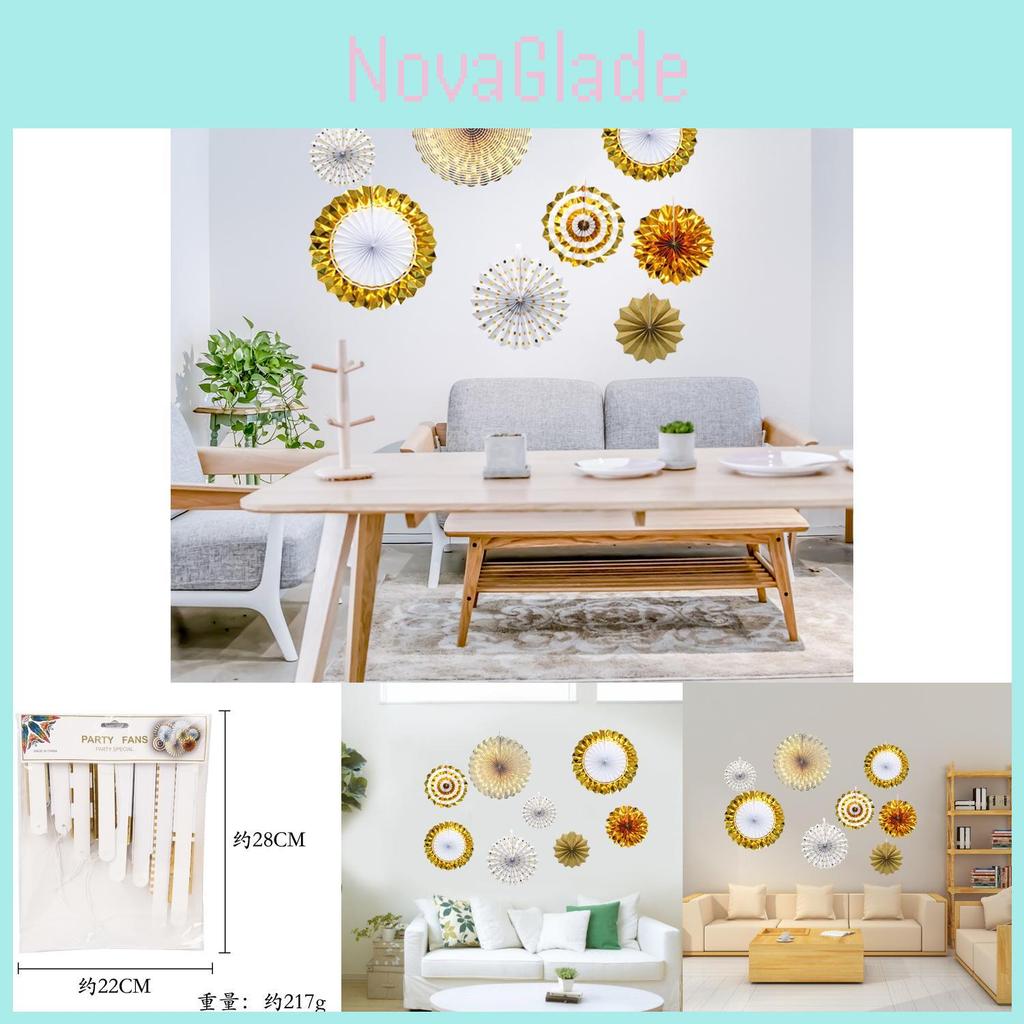 New Elegant Gold Paper Fan Flowers Set For Festive Birthday Party Decorations