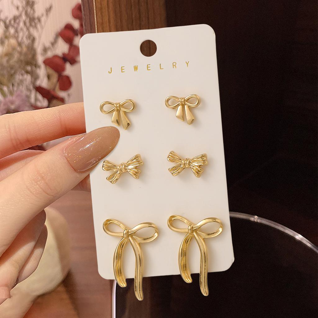 Elegant Bow Stud Earrings Exquisite Versatile Daily Wear Earring Set Women's Daily Dating Party Weddings Wear Zircon