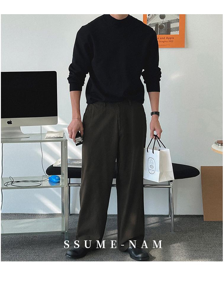 Herrenschwarzer Rollkragenpullover im Hongkong-Stil, Slim Fit, einfarbig, warme Strickware für Herbst/Winter