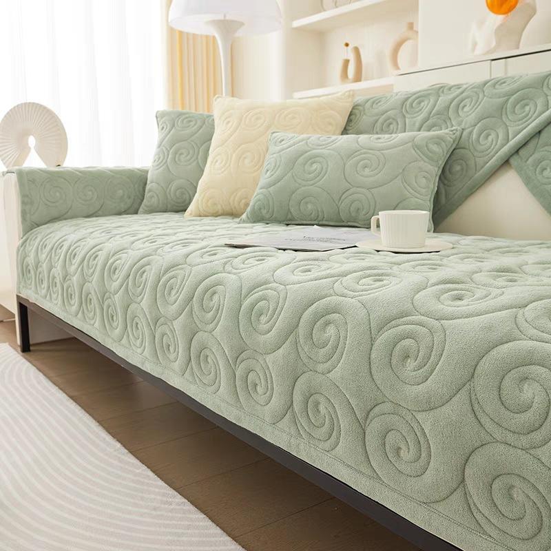 Winter Short Plush Non-Slip Sofa Cushion Warm Living Room Sofa Cover Flannel Thickened Soft Armrest Backrest Pillow Cover