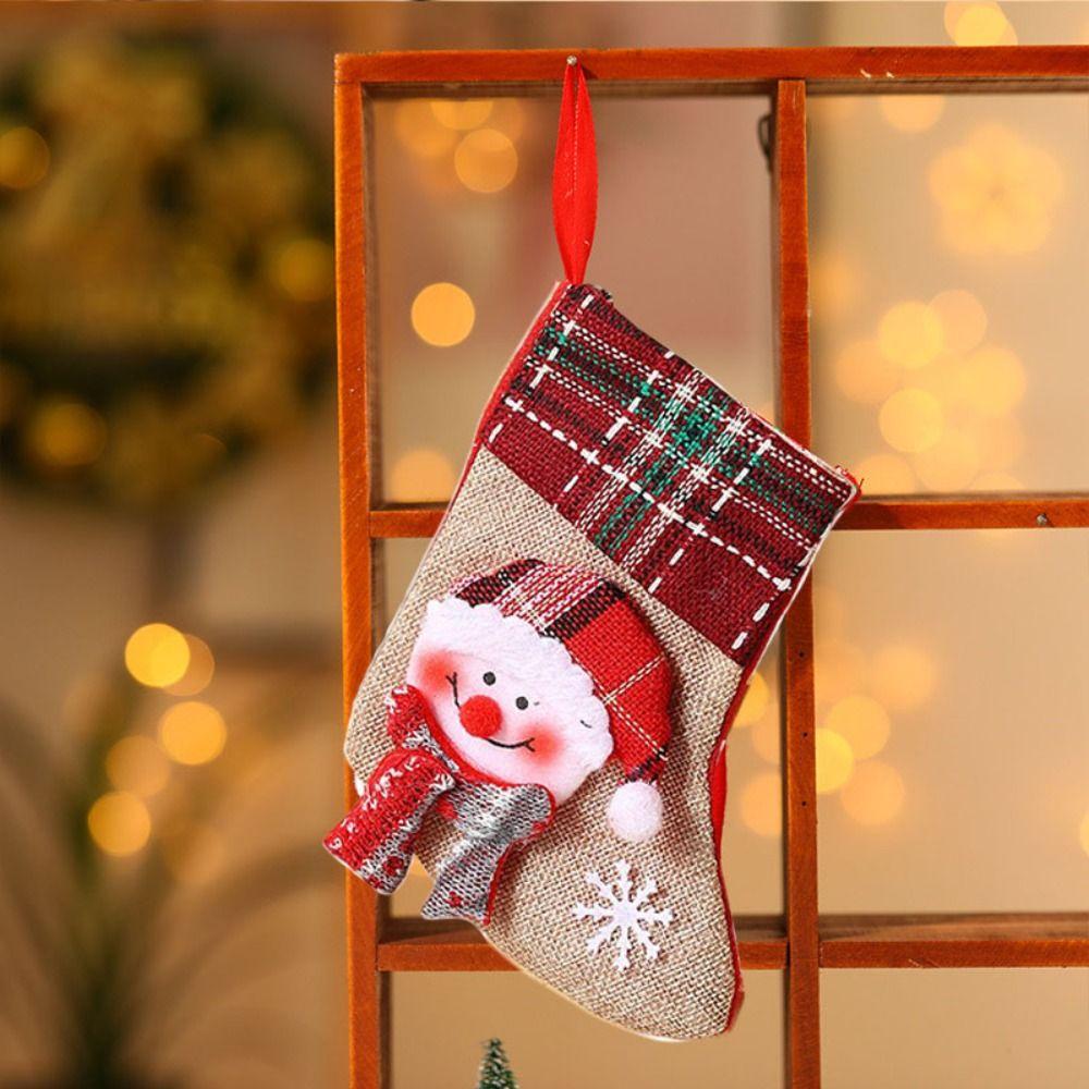 Hanging Christmas Stocking Santa Gift Bag Candy Bag Christmas Gift Sock Navidad