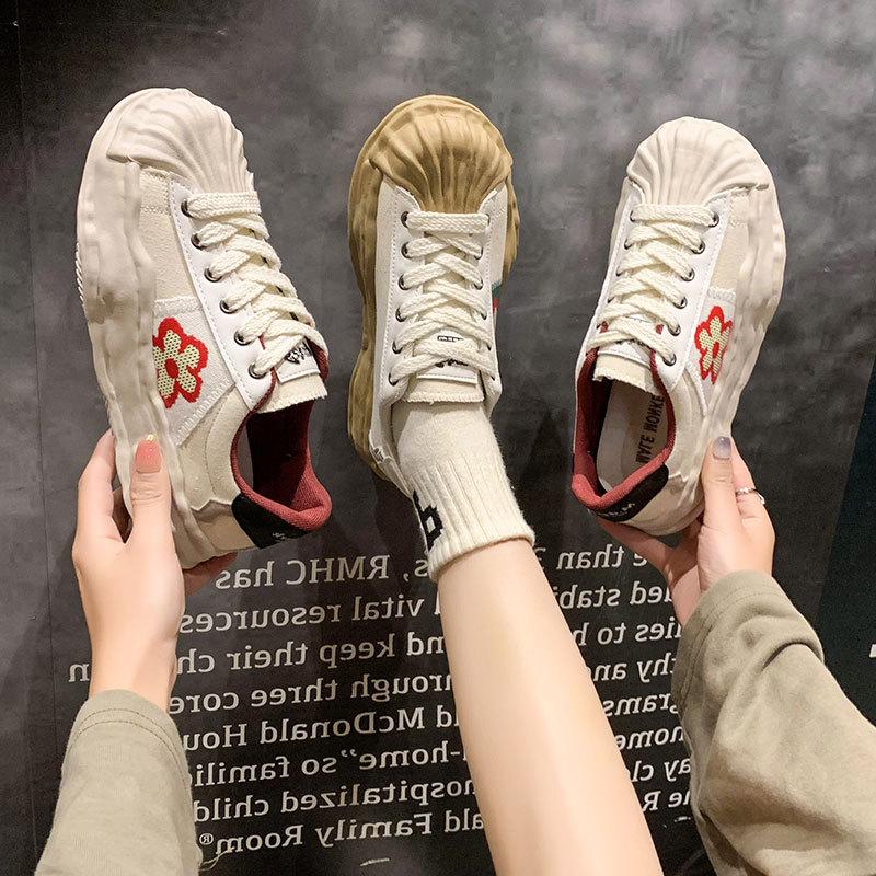 Clearance special thick-soled shell head little white shoes women's spring 2025 new muffin dissolving shoes casual flat baseplate shoes