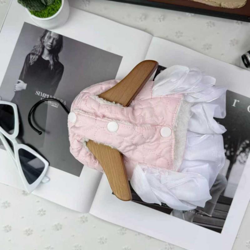 Winter Dog Coat Thick Warm Cotton Dress With Bow Tutu Skirt Small To Large Dogs Purple Pink