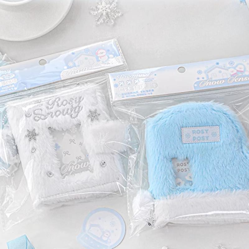 M5 Cute Gloves Plush Photocard Album Fluffy Kpop Photocard Holder for 3 Inch Idol Card Photo Albums with Mini Pendant Note Book