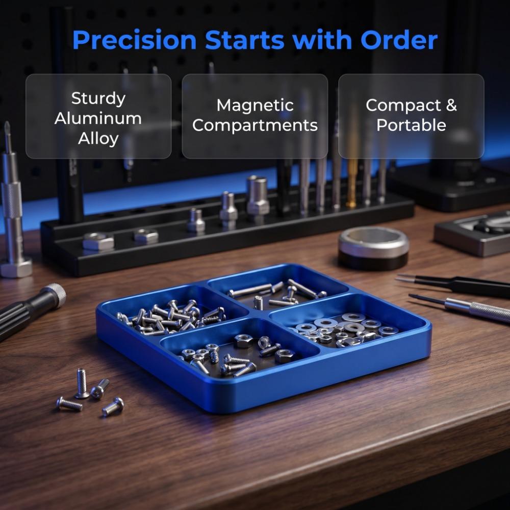 Aluminum Alloy Magnetic Screw Tray With Magnetic Pad Parts Holder Tray  For RC Boat