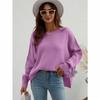 Autumn and winter fashion women's clothing crew neck knitted loose split pullover sweater women