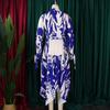European and American Plus Size Women's Irregular Lapel Dress with Temperament Print