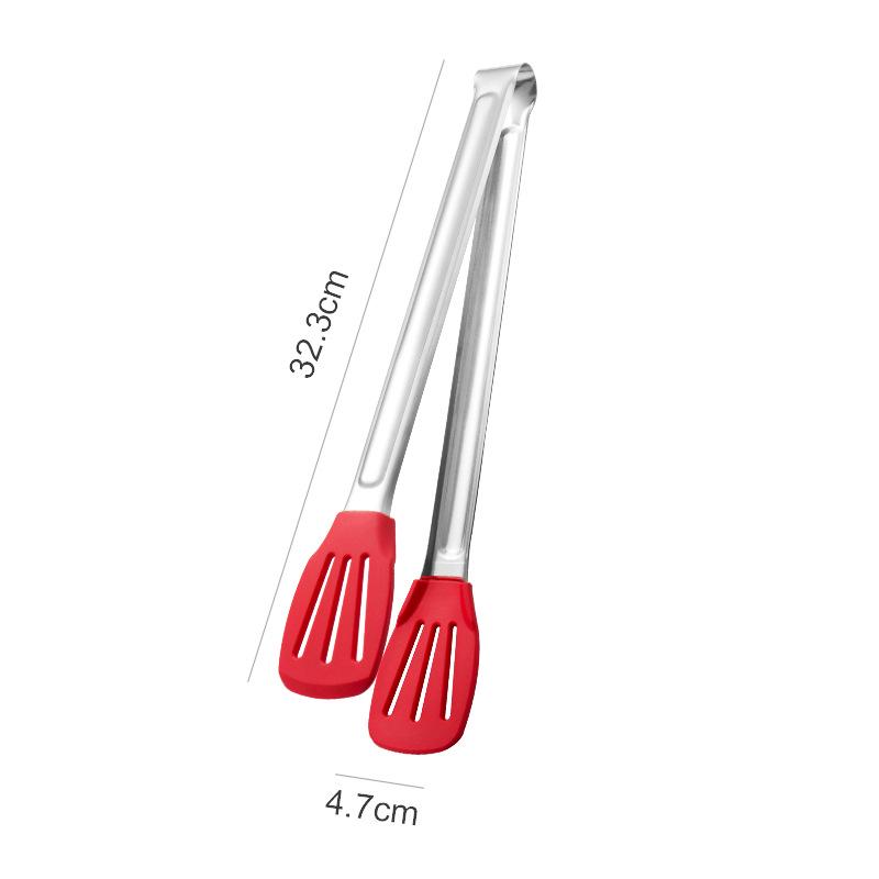 304 Stainless Steel Triple-Line Kitchen Tongs for Bread, Barbecue, and Buffet