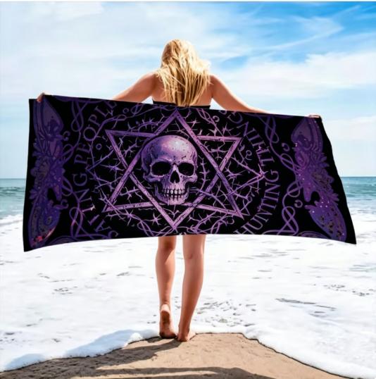 Occult Sun Star Pattern Beach Towel, Large Microfiber Sand Free Quick Dry Towel for Summer Vacation Towels Towels Bathroom