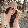 "Original" Letter Embroidered Big-brimmed Straw Hat Women's Seaside Vacation Sunscreen Sunshade Beach Hat Summer Straw Hat