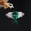 925 Sterling Silver Women Ring Created Pear 7*10mm Emerald Nano Rhodium Plating Jewelry for Women Anniversary Party Gifts