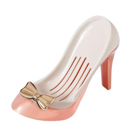 1/2Pcs Soap Box with Convenient Suction Cup High Heels Design Self-Draining Soap Dish Plastic Soap Holder Multi-Functional Organizer