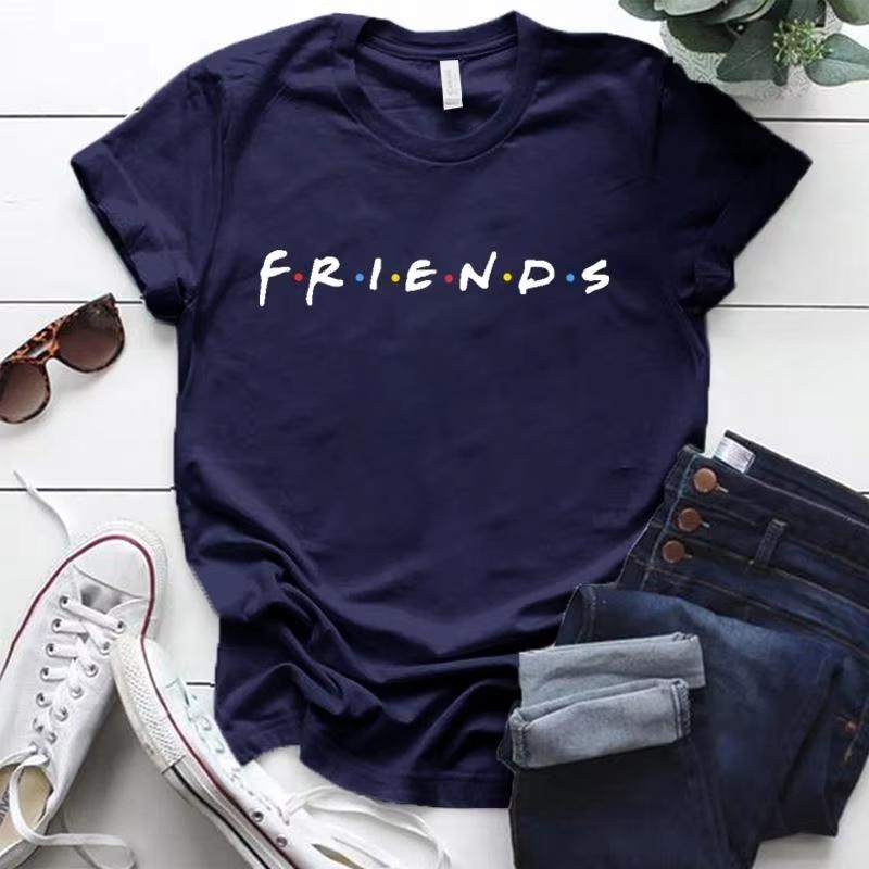Womens Fashion Printed Friends Print Tshirts Summer Casual Loose Round Neck Creative Personalized Tshirts S