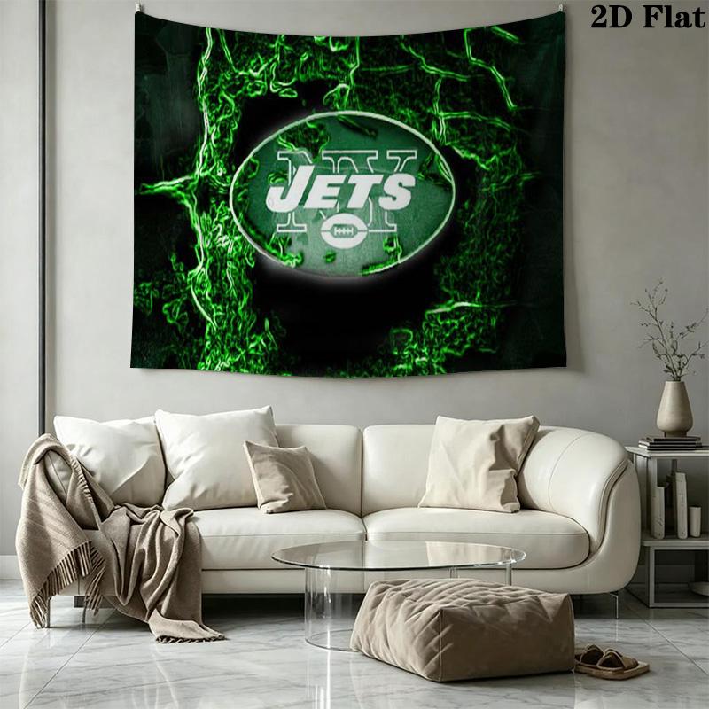 New york jets Logo Wall Tapestry Aesthetic Wall Hanging Printed Fabric Blanket Decorative Tapestries for Bedroom Living Room Home Decor