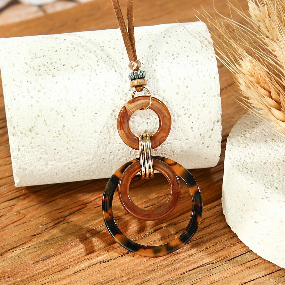 Damen Mode Türkis Muschel Anhänger Elegantes Stammes Halskette Brauner Anhänger Halsketten Schmuck