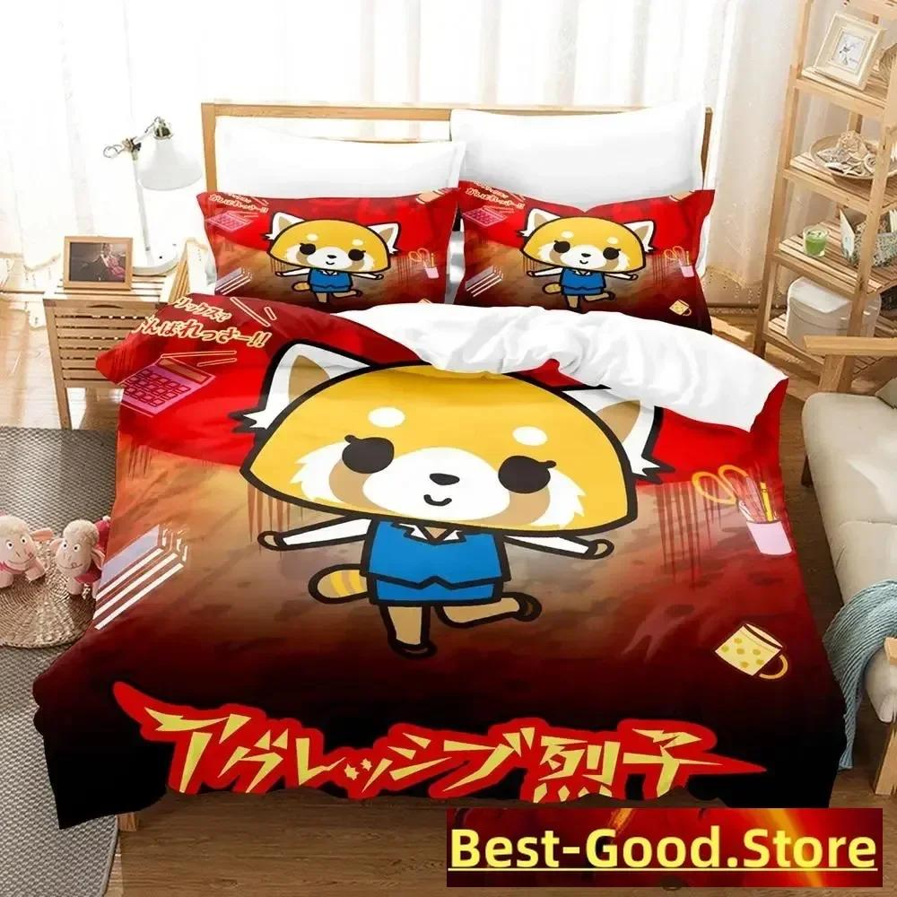 Aggretsuko Bedding Set Single Twin Full Queen King Size Bed Set Aldult Kid Bedroom Duvetcover Sets Anime Parure De Lit Bed