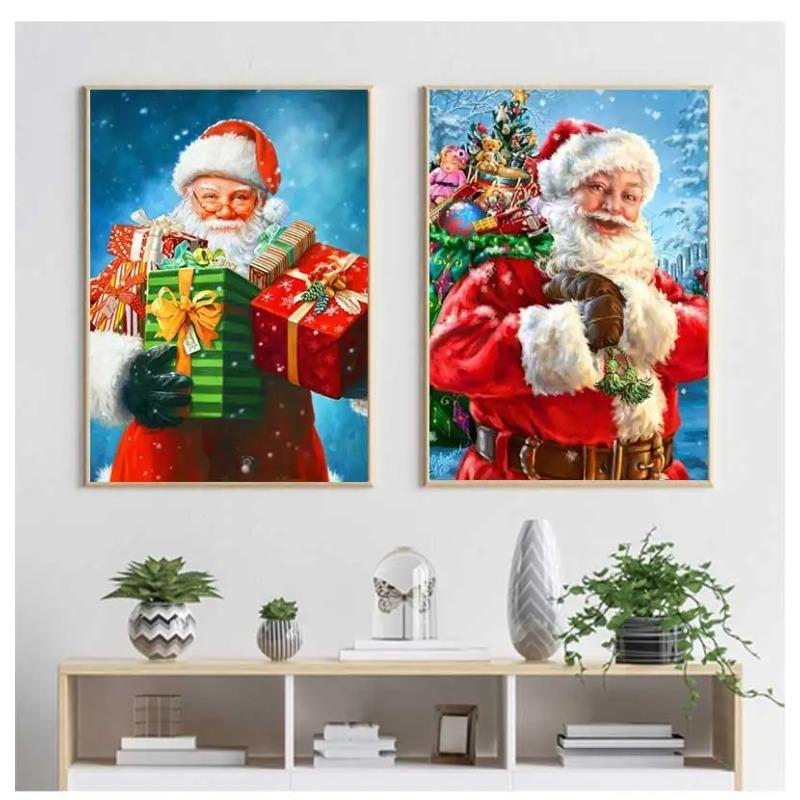 Happy New Year Christmas Series Canvas Painting Santa Lantern Posters and Prints Modern Wall Art Picture Bedroom Decoration