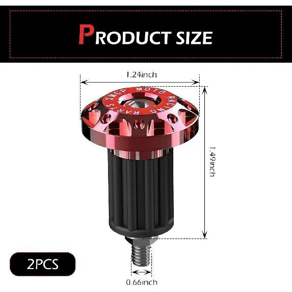 2 PCS Motorcycle Bar End Plug, Aluminum Alloy Handlebar Grip End Caps for Electric Car Scooters, Off-Road Motorcycles (Red)