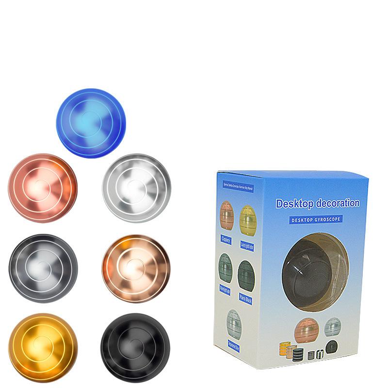Adult Desktop Stress Relief Metal Toy Aluminum Alloy Decompression Hypnosis Rotary Gyro Fingertip Toy Kinetic Round Spinner Gift
