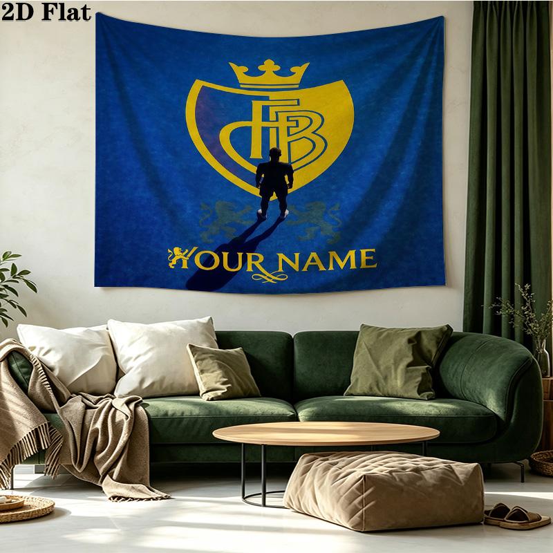 Custom Name FC Basel Printed Tapestry – Wall Hanging for Bedrooms, Dorms, and Home Decor