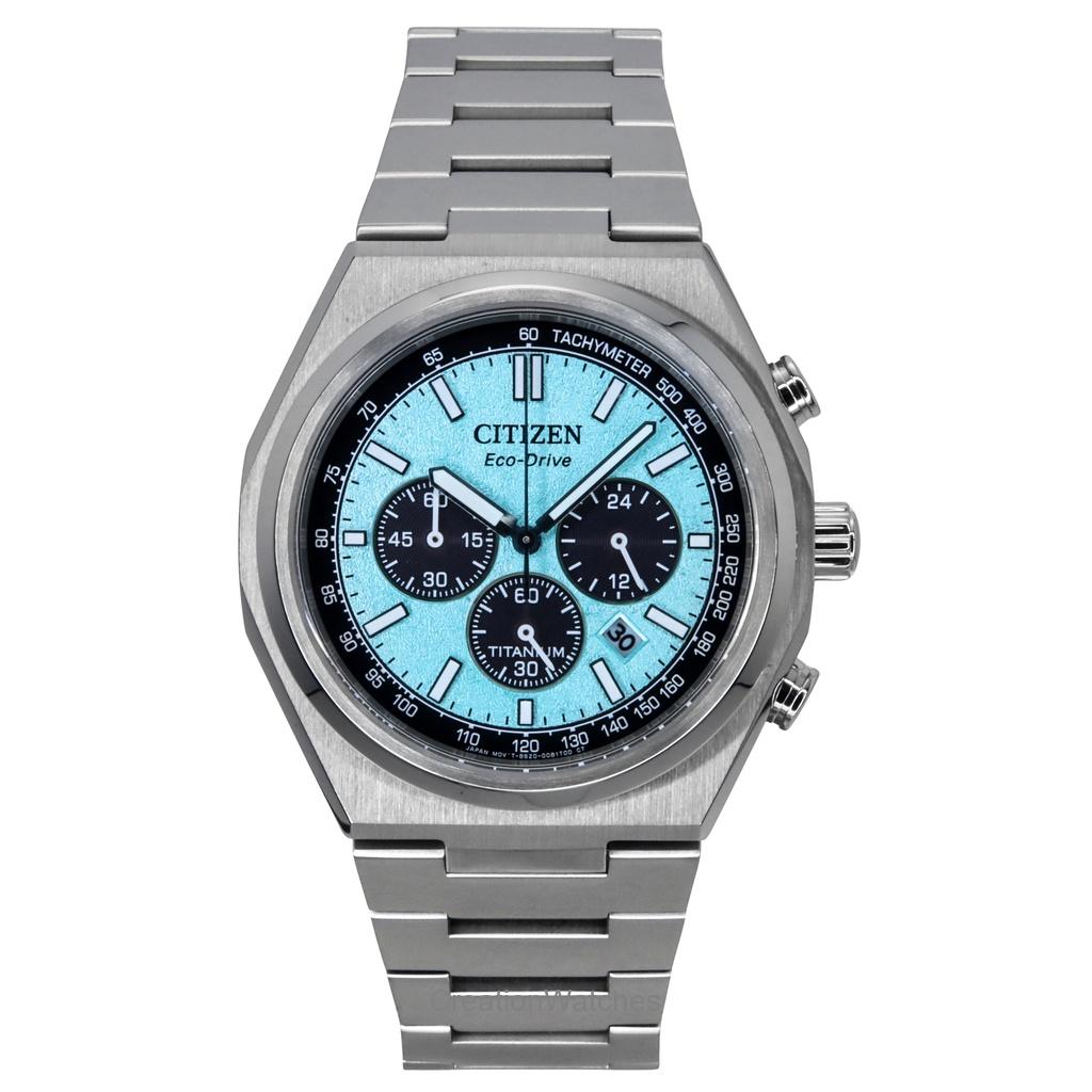 

Чоловічий годинник Citizen Zenshin Chronograph Super Titanium Ice Blue Dial Eco-Drive CA4610-85M 100M світло-синій колір