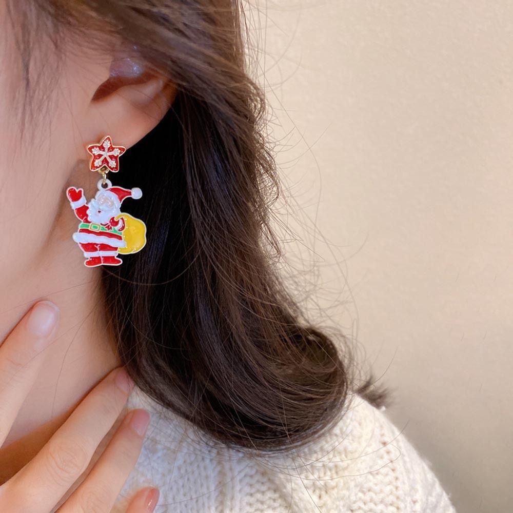 Tree Bear Bow Elk Snowflower Drop Earrings Santa Claus Dangle Earrings Christmas Stud Earrings