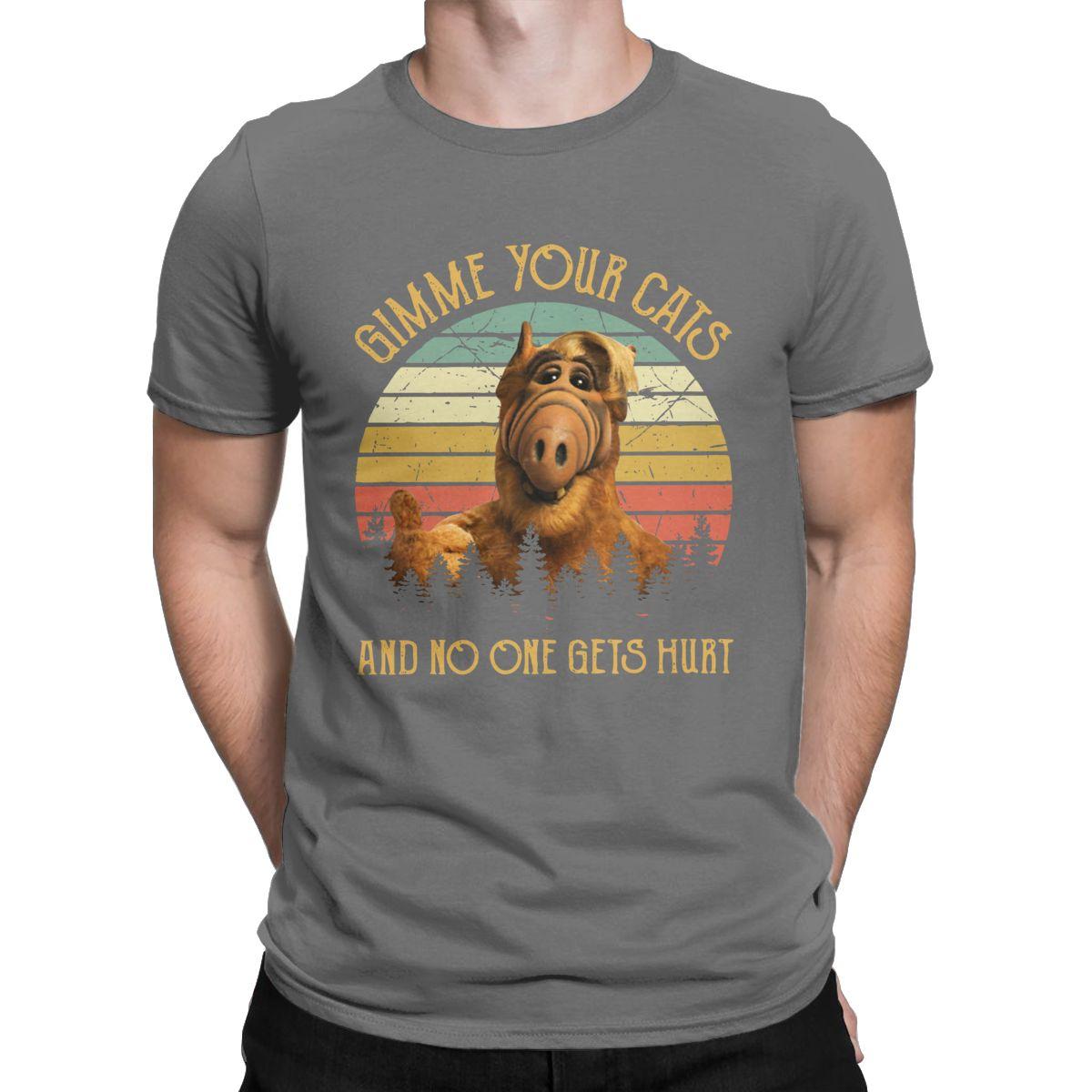 

Вінтажна футболка з написом Gimme Your Cats Alf ТВ-комедія Гордон Шумвей Сиקום Серіал про котів Інопланетна форма життя З коротким рукавом Топи Ідея для подарунка 4XL