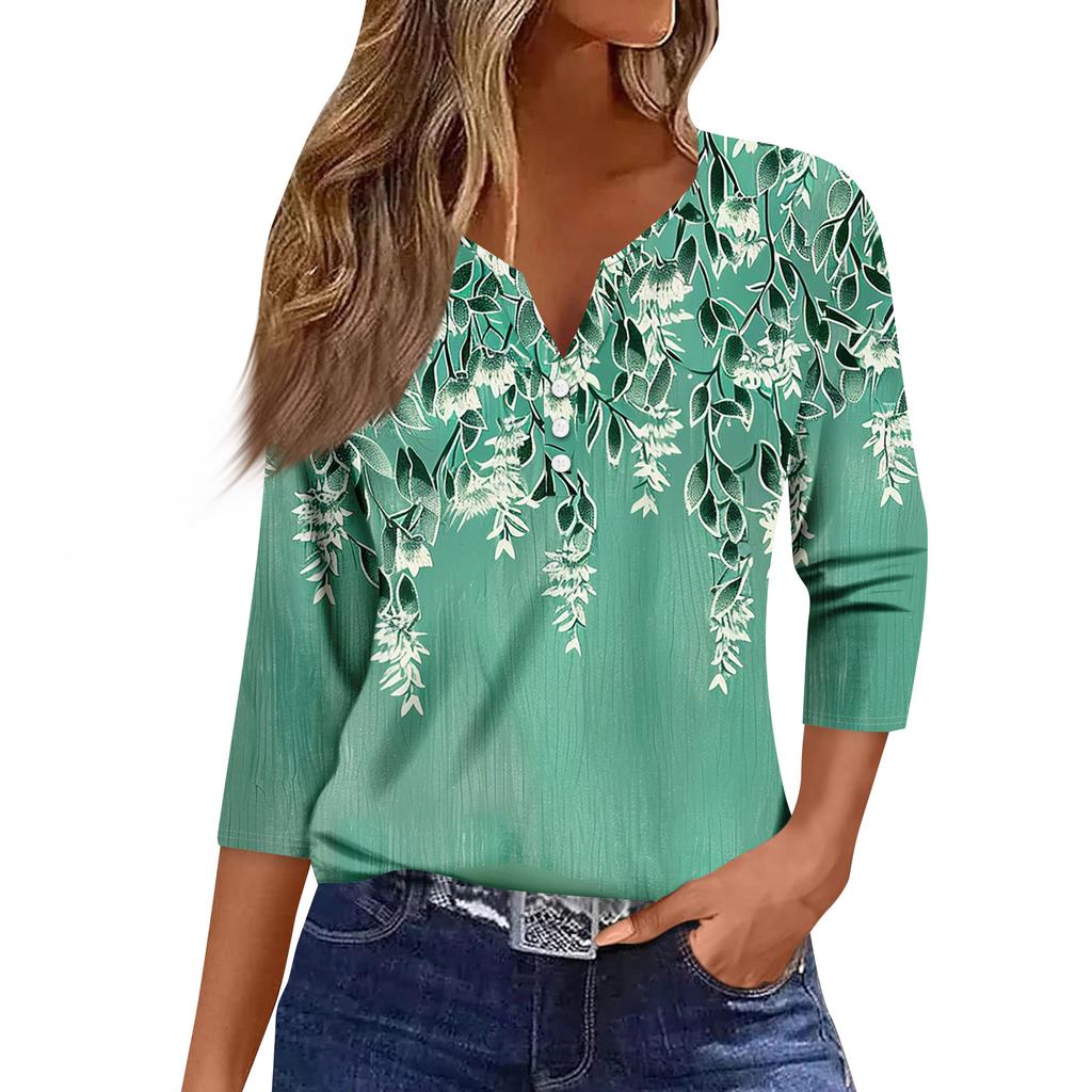 Women's 3/4 Sleeve Shirts Graphic Tees Shirts Casual Basic Tops Pullovers