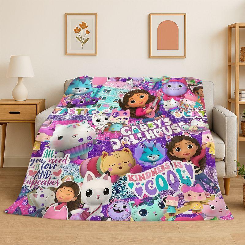 Cute Gabbys Dollhouse Cartoon Girl Soft Flannel Throw Blanket,Warm Cozy Blanket for Bed,Couch,Sofa,Bedroom,Living Room,Picnic